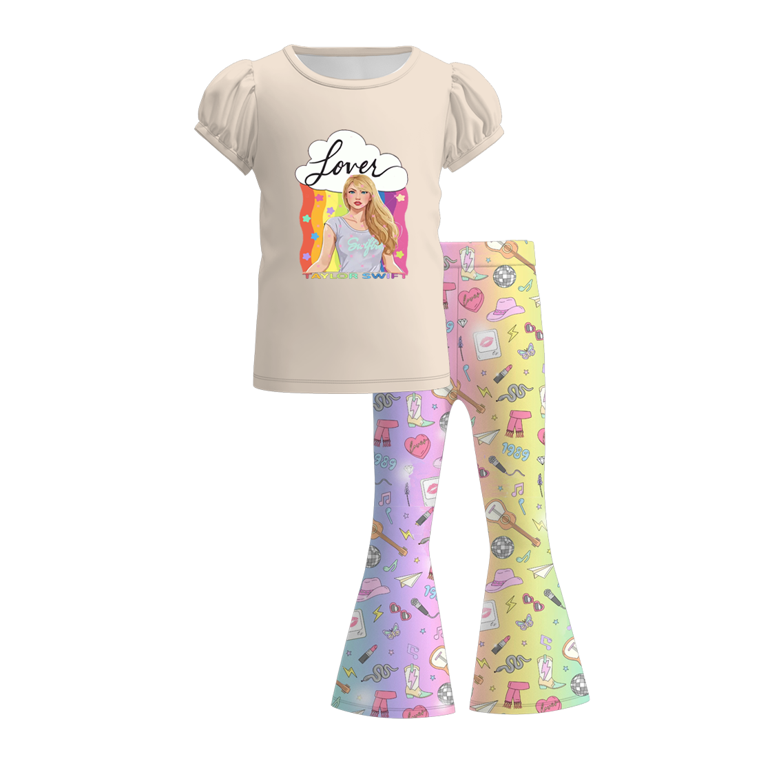 （Pre Order）Girls Spring and Summer TS Print Outfit Set