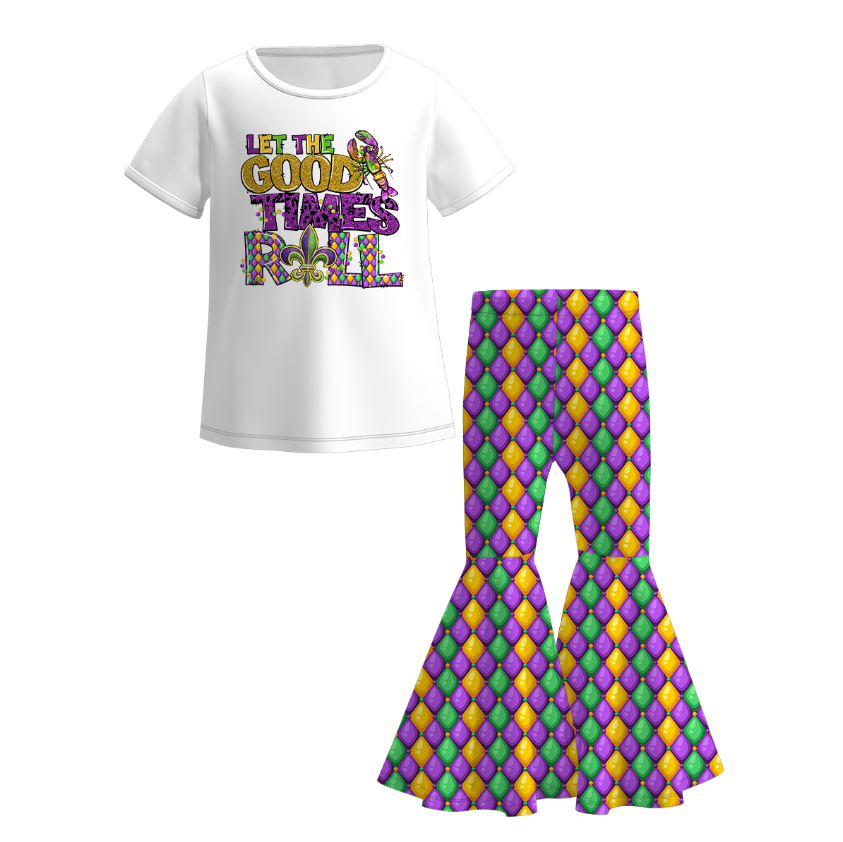 （Pre Order）Girls Mardi Gras Print Outfit Set