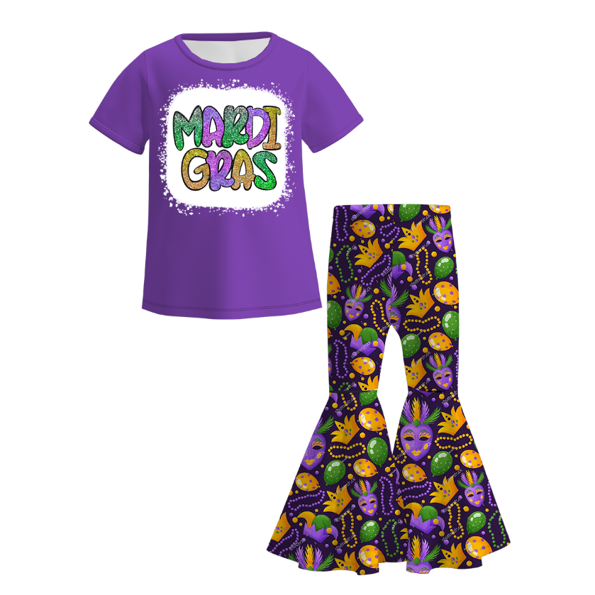 （Pre Order）Girls Mardi Gras Print Outfit Set