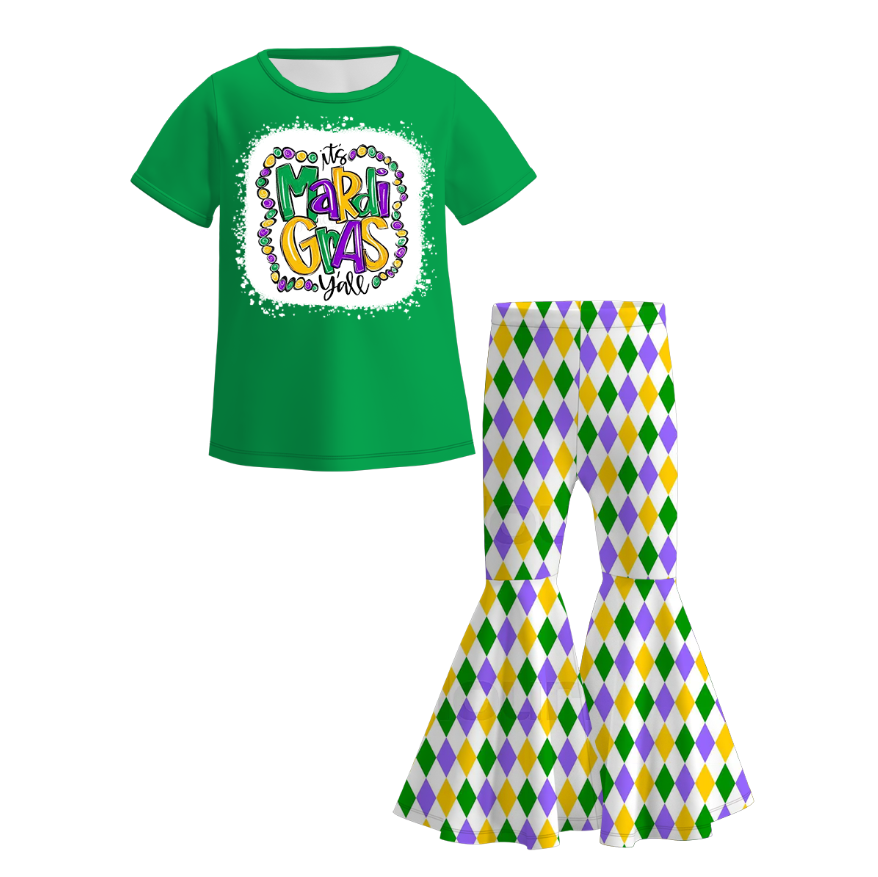 （Pre Order）Girls Mardi Gras Print Outfit Set