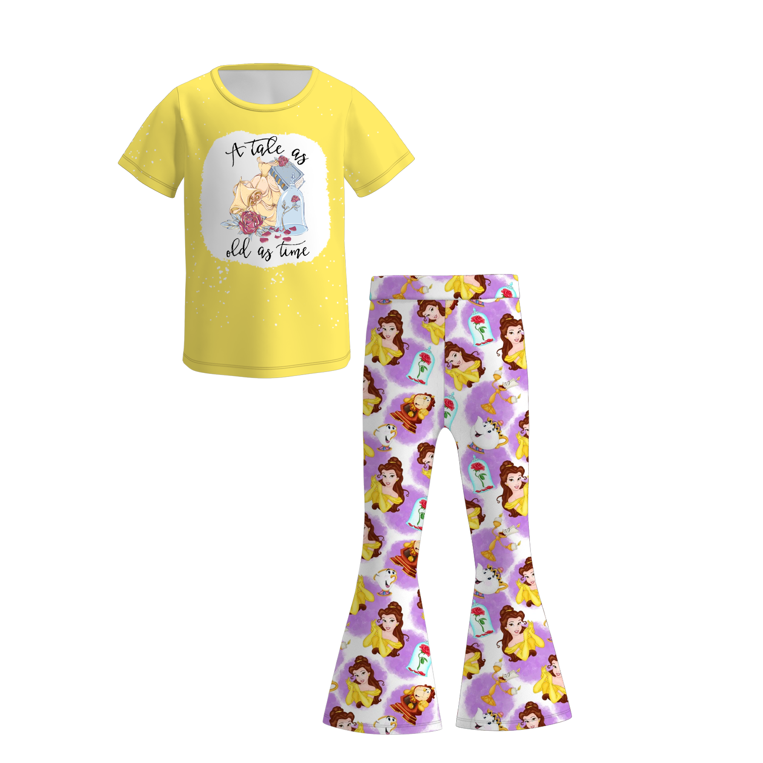 （Pre Order）Girls Spring and Summer Princess Print Outfit Set