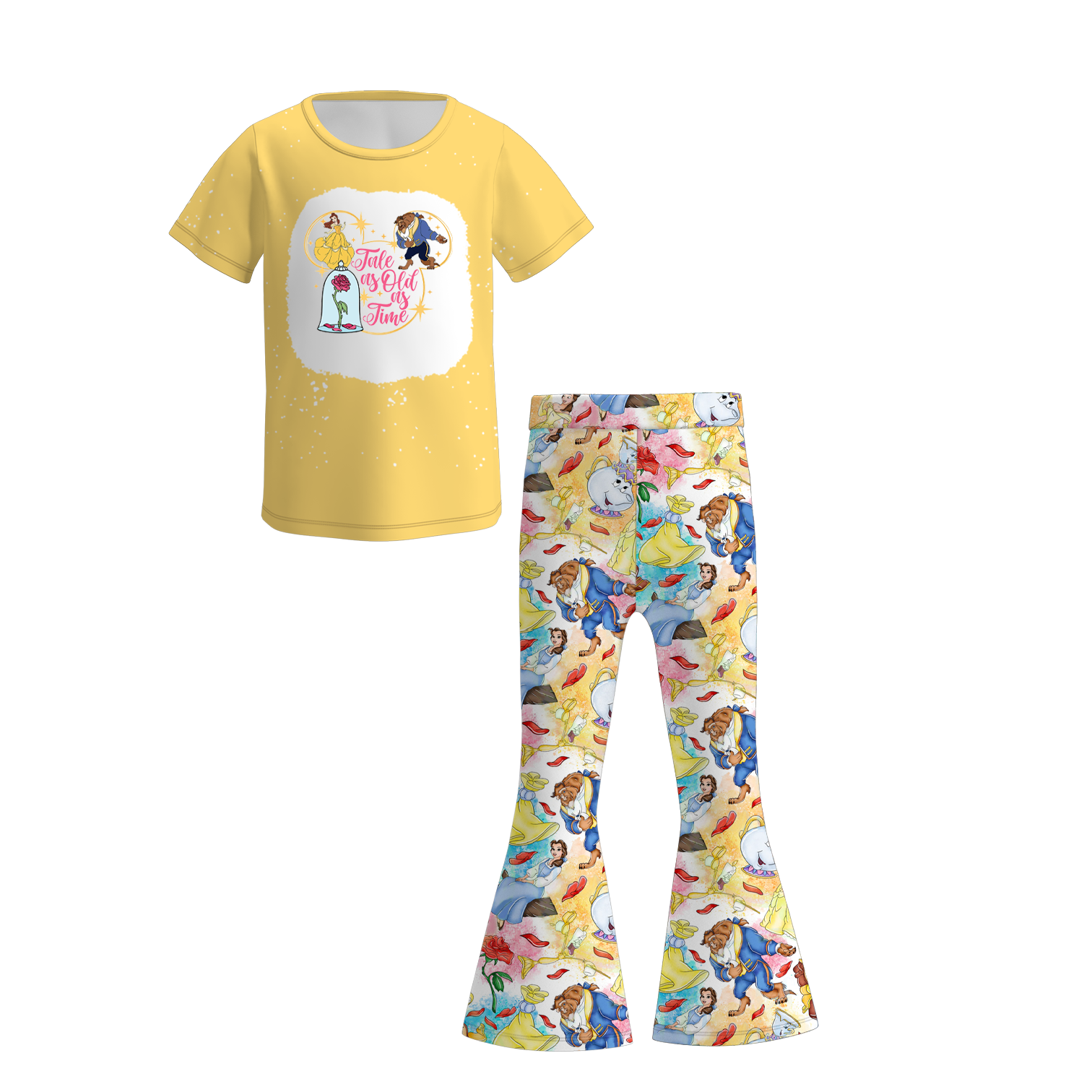 （Pre Order）Girls Spring and Summer Princess Print Outfit Set