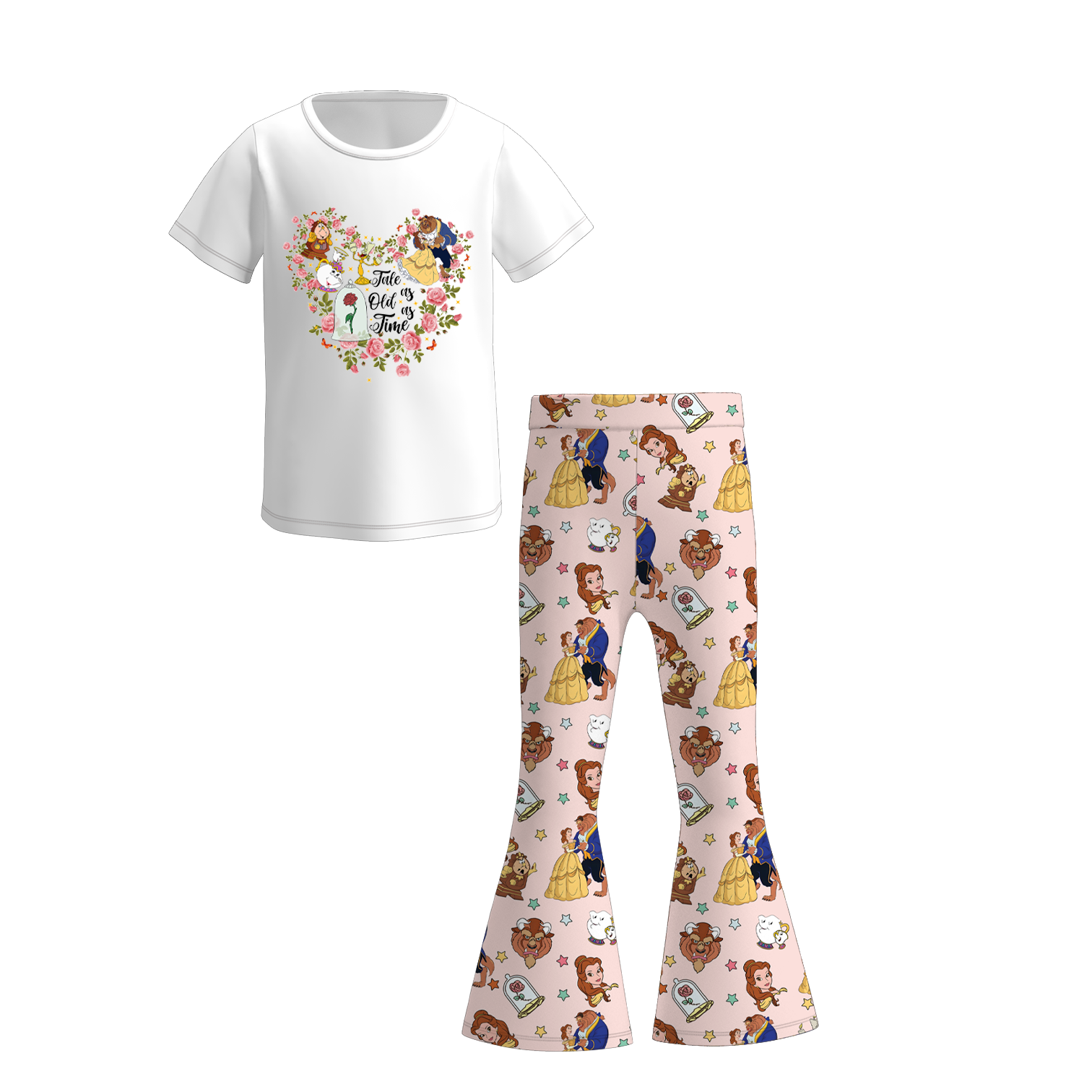 （Pre Order）Girls Spring and Summer Princess Print Outfit Set