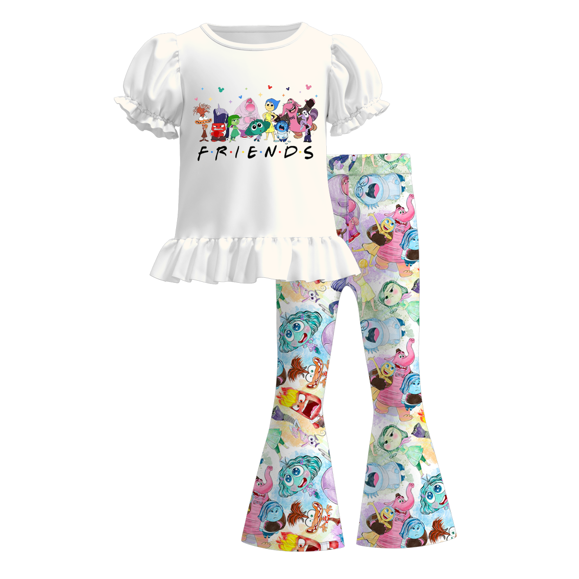 （Pre Order）Girls Spring and Summer Cartoon Character Print Outfit Set