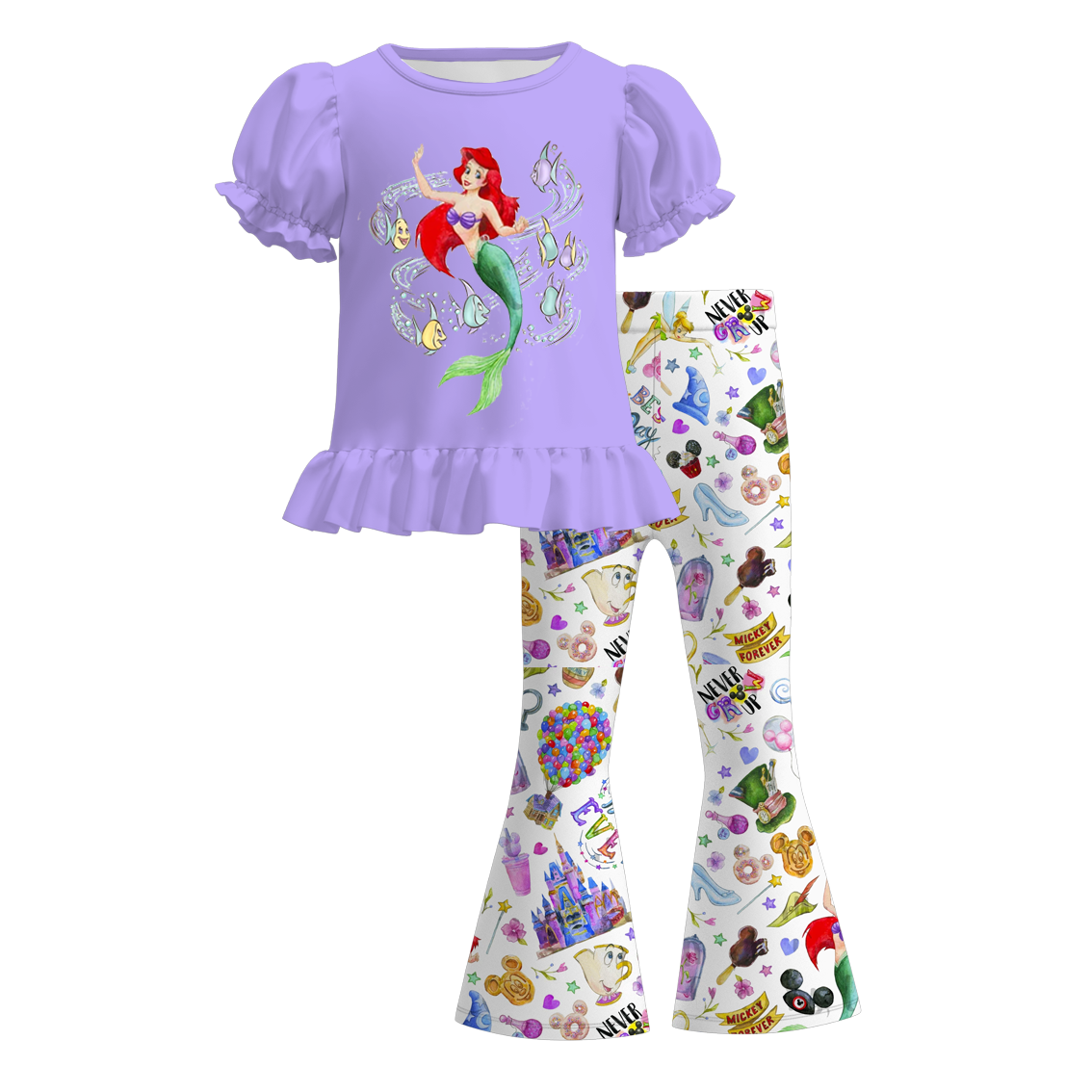 （Pre Order）Girls Spring and Summer Cartoon Character Print Outfit Set