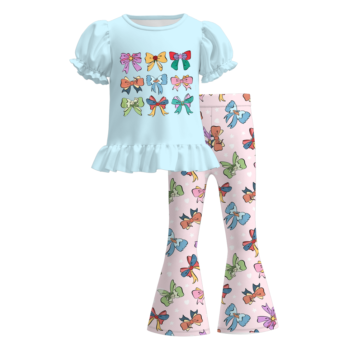 （Pre Order）Girls Spring and Summer Cartoon Character Print Outfit Set