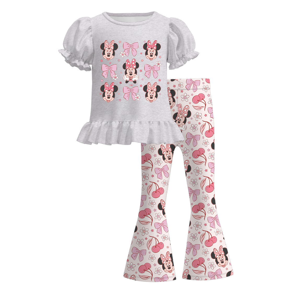 （Pre Order）Girls Spring and Summer Cartoon Character Print Outfit Set