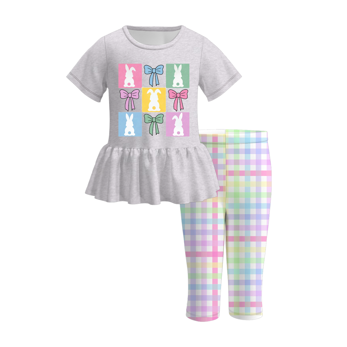 （Pre Order）Girls Easter Bunny Print Capris Set