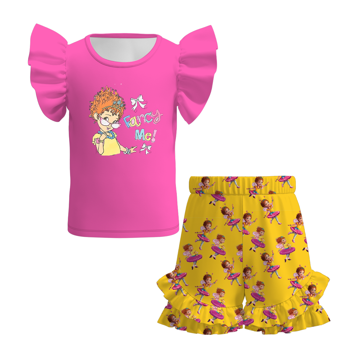 （Pre Order）Girls Spring and Summer Cartoon Character Print Shorts Set