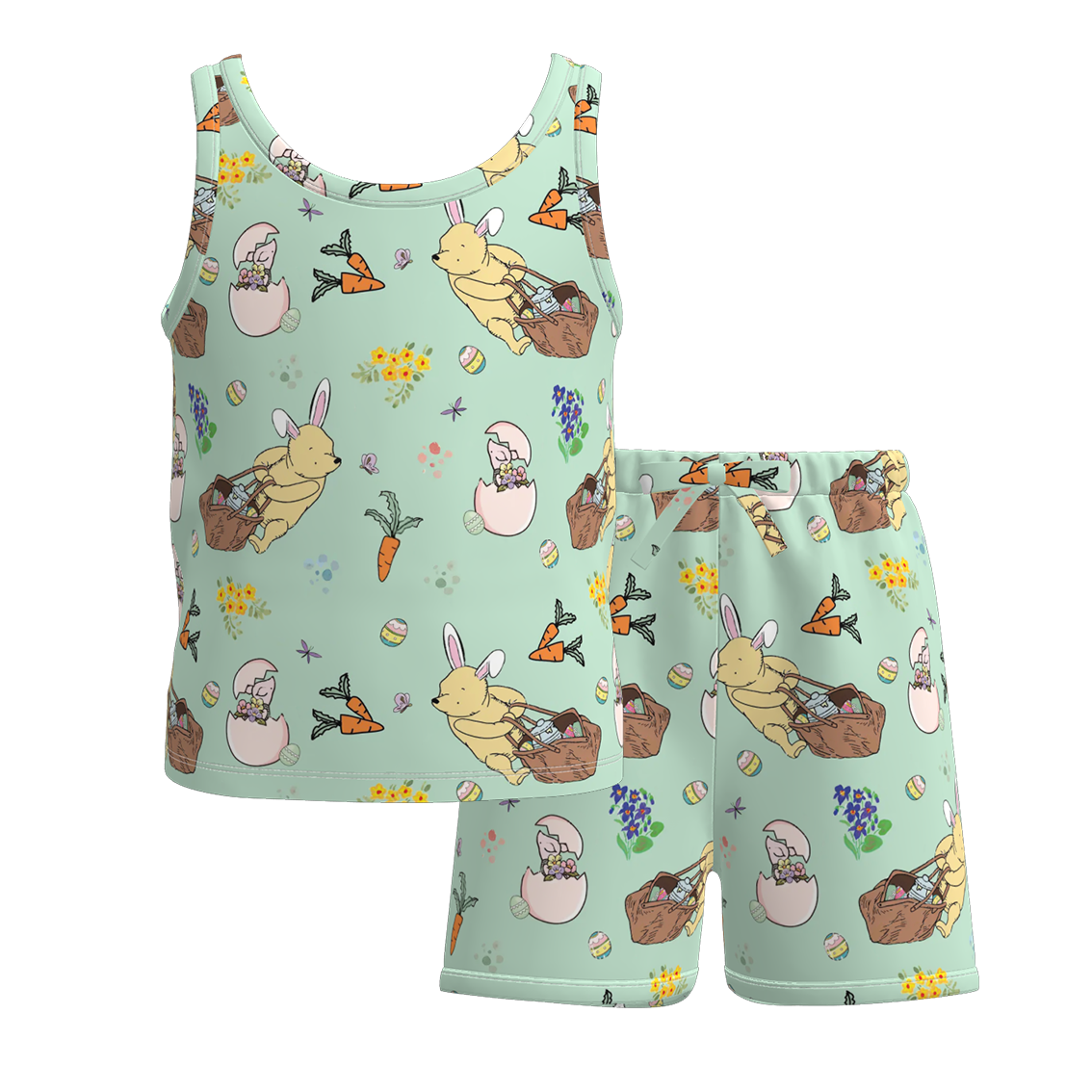 （Pre Order）Girls Spring and Summer Cartoon Print Shorts Set