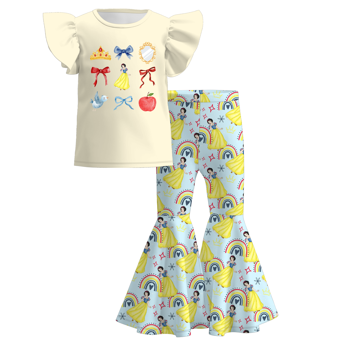 （Pre Order）Girls Spring and Summer Princess Print Outfit Set