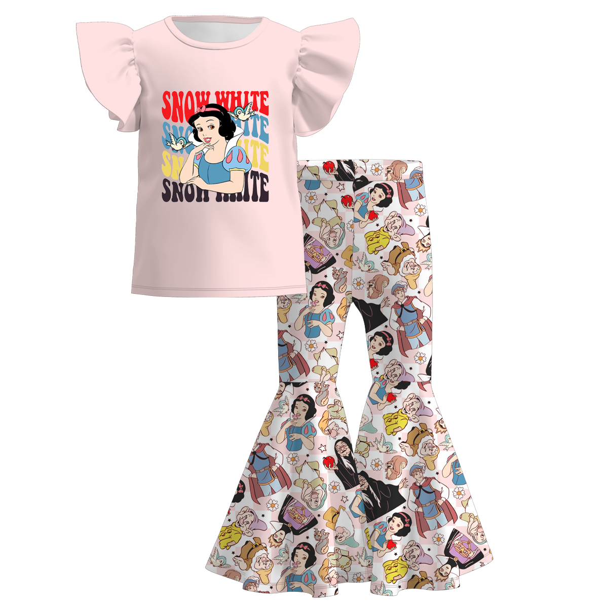 （Pre Order）Girls Spring and Summer Princess Print Outfit Set