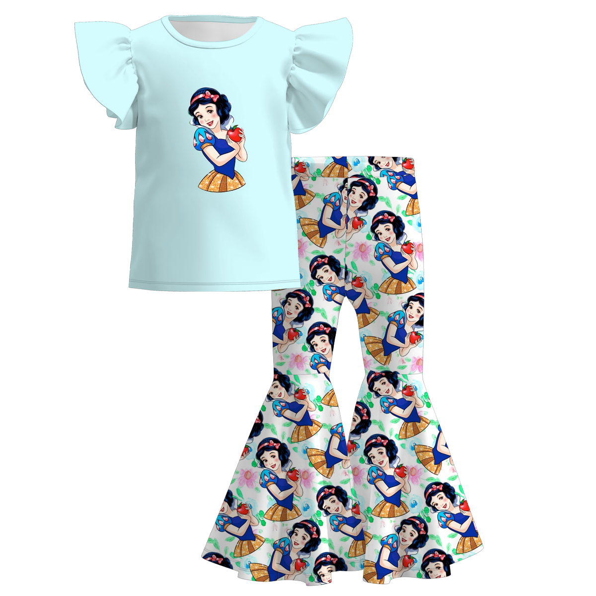 （Pre Order）Girls Spring and Summer Princess Print Outfit Set