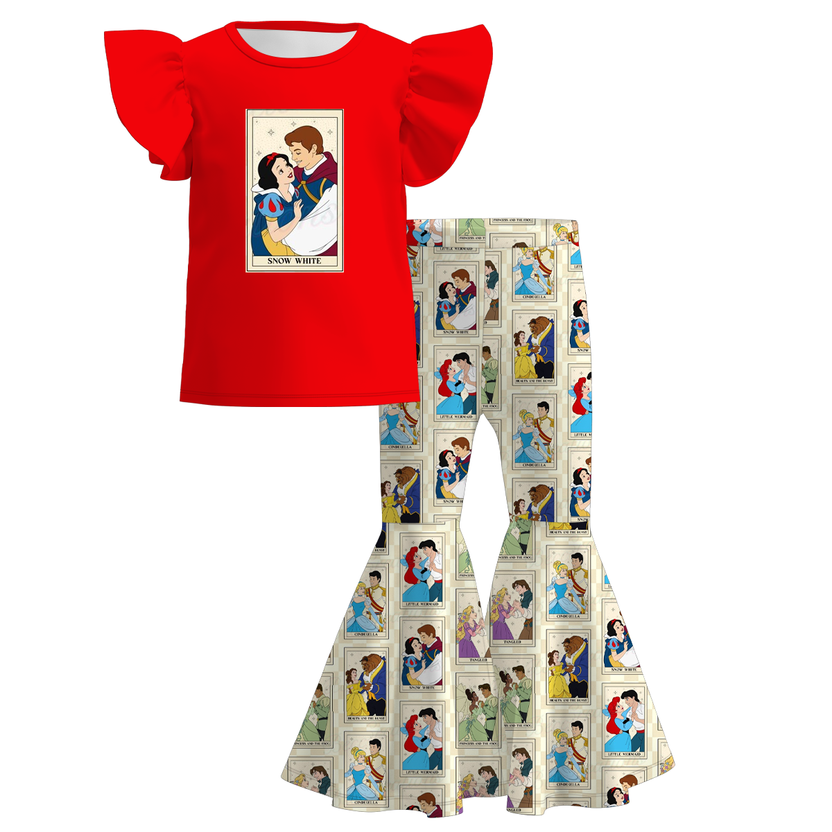 （Pre Order）Girls Spring and Summer Princess Print Outfit Set