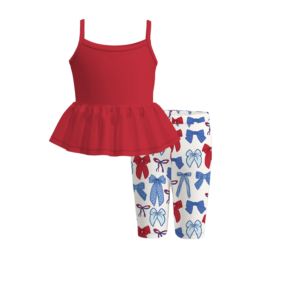 （Pre Order）Girls Patriotic Print Capris Set