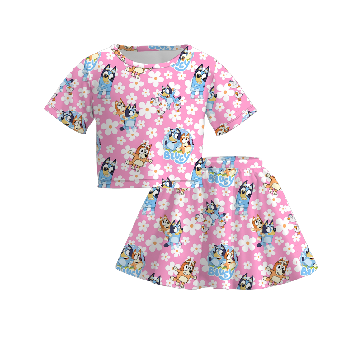 （Pre Order）Girls Spring and Summer Cartoon Print Skirt Set