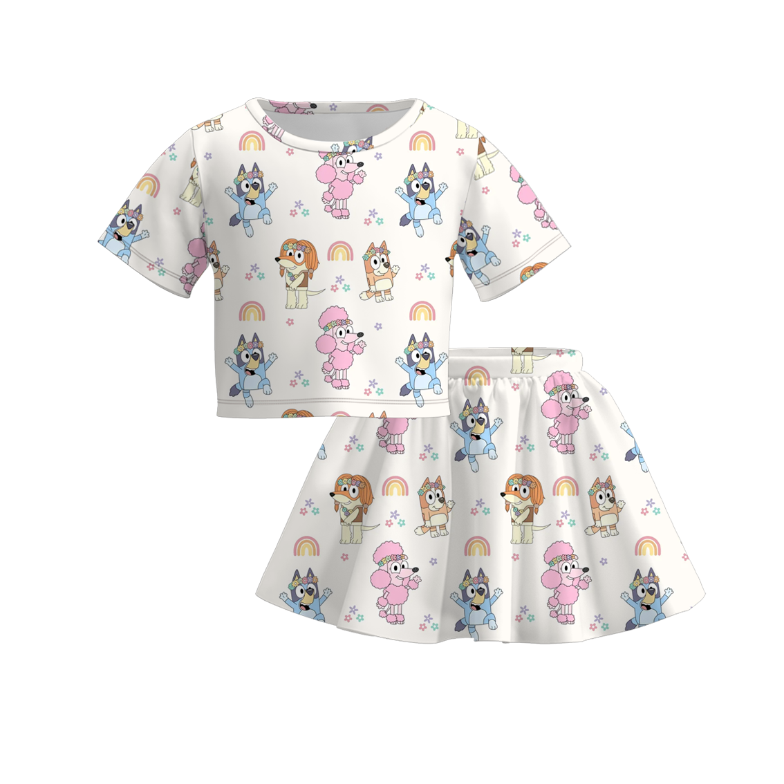 （Pre Order）Girls Spring and Summer Cartoon Print Skirt Set