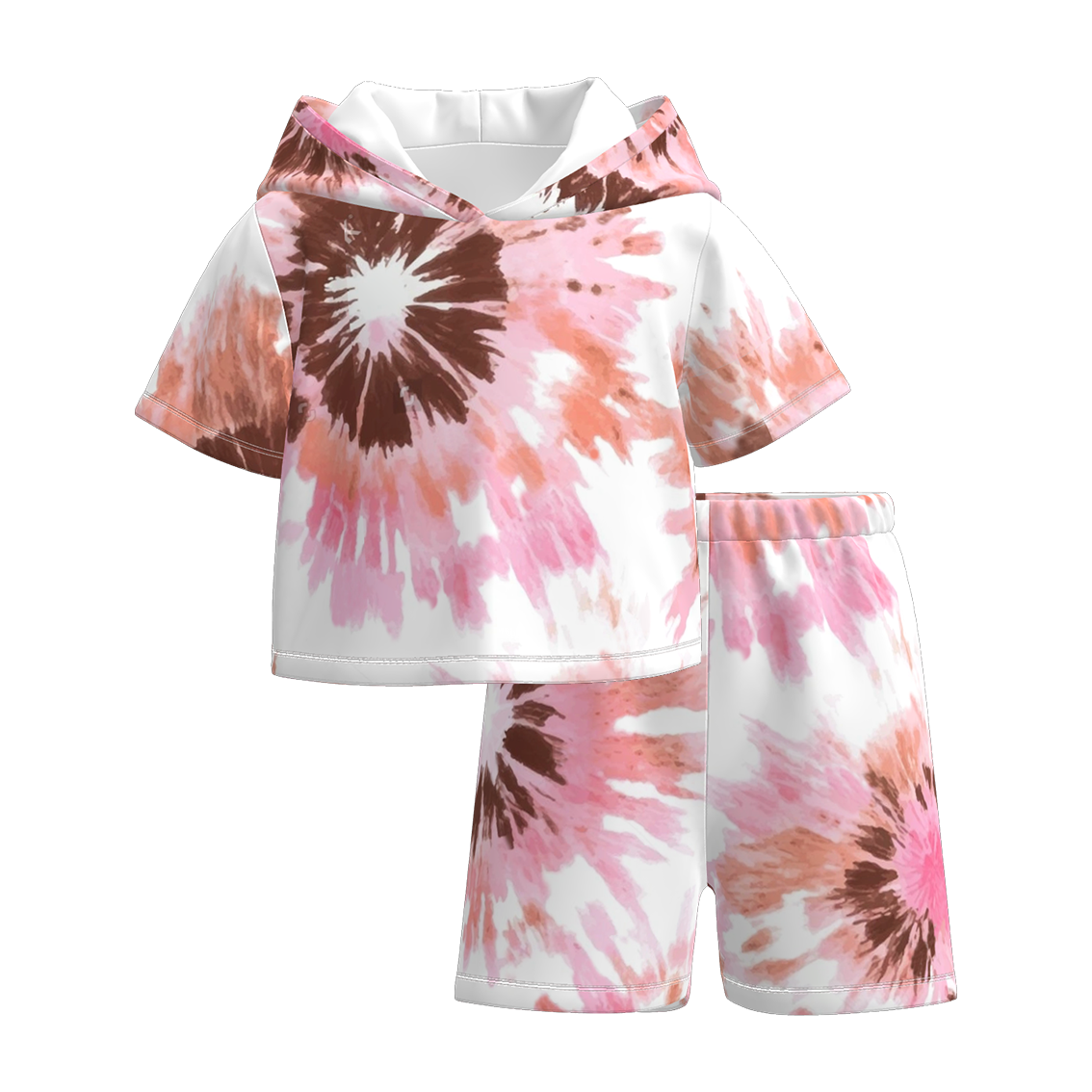 （Pre Order）Girls Spring and Summer Tie-dye Hooded Sweatshirt Set