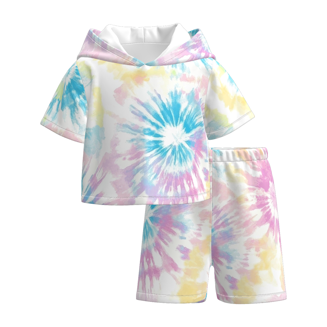 （Pre Order）Girls Spring and Summer Tie-dye Hooded Sweatshirt Set