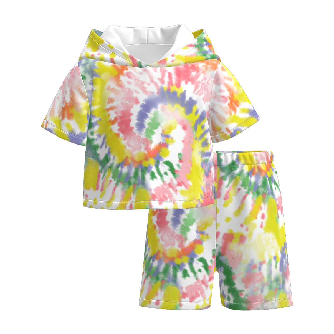 （Pre Order）Girls Spring and Summer Tie-dye Hooded Sweatshirt Set