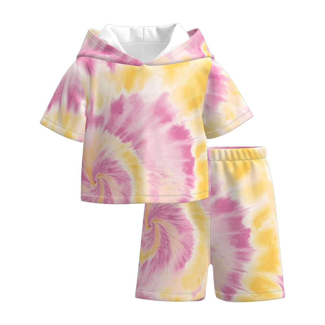 （Pre Order）Girls Spring and Summer Tie-dye Hooded Sweatshirt Set