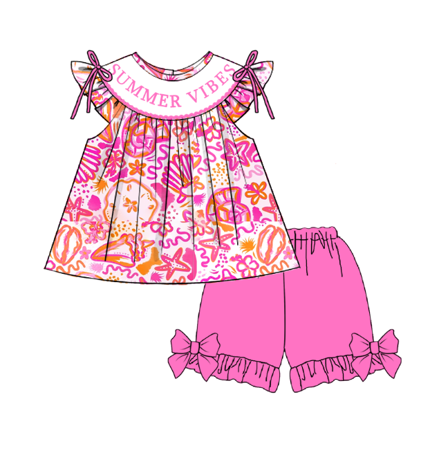 （Pre Order）Sisters Spring and Summer Embroidery Smocked Dress,Romper＆Shorts Set