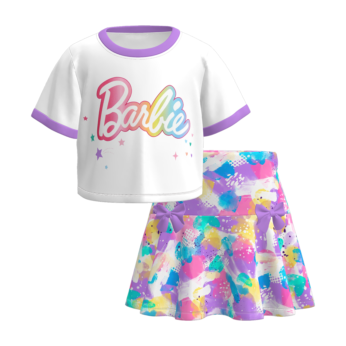 （Pre Order）Girls Spring and Summer Cartoon Print Skirt Set