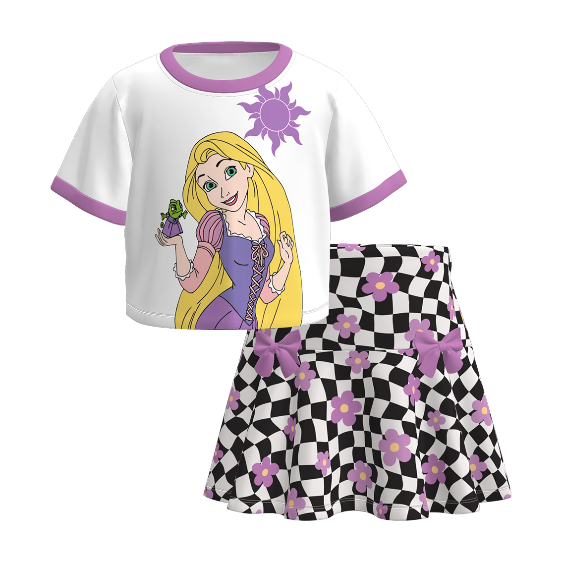 （Pre Order）Girls Spring and Summer Cartoon Print Skirt Set