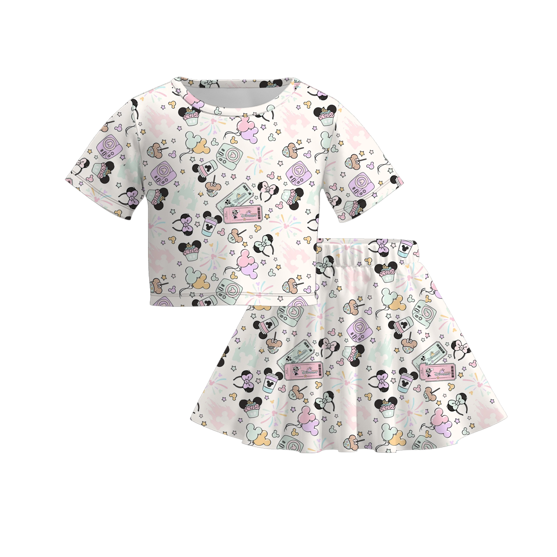 （Pre Order）Girls Spring and Summer Princess＆Cartoon Print Skirt Set