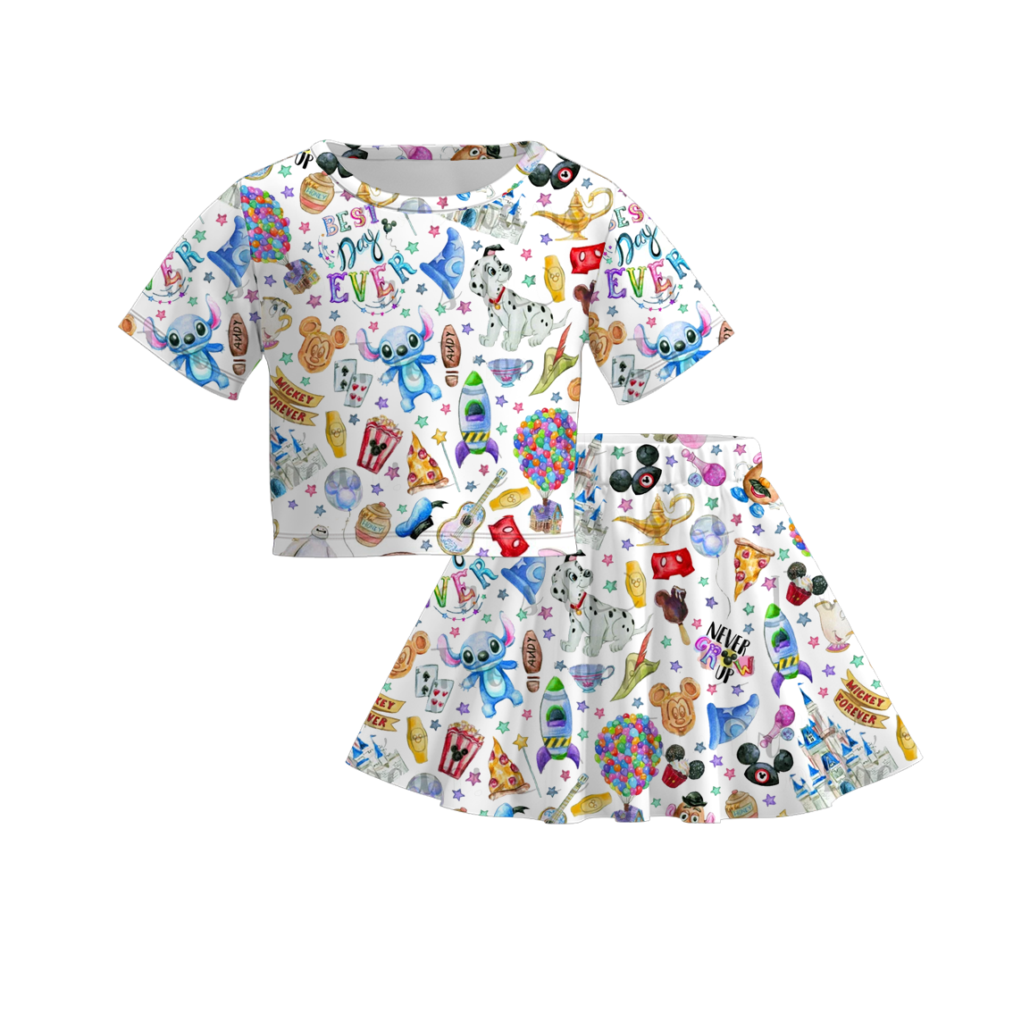 （Pre Order）Girls Spring and Summer Princess＆Cartoon Print Skirt Set