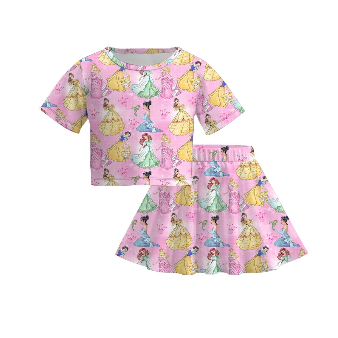 （Pre Order）Girls Spring and Summer Princess＆Cartoon Print Skirt Set