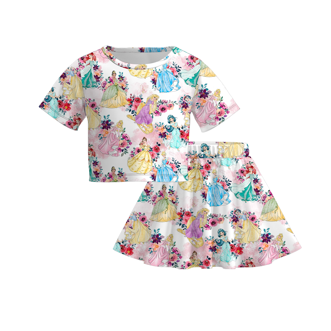 （Pre Order）Girls Spring and Summer Princess＆Cartoon Print Skirt Set