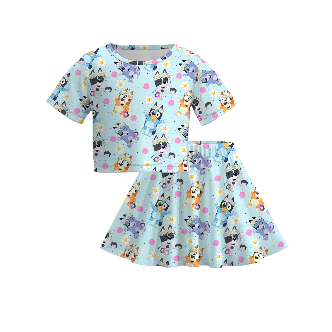 （Pre Order）Sisters Spring and Summer Cartoon Print Dress,Romper and Set