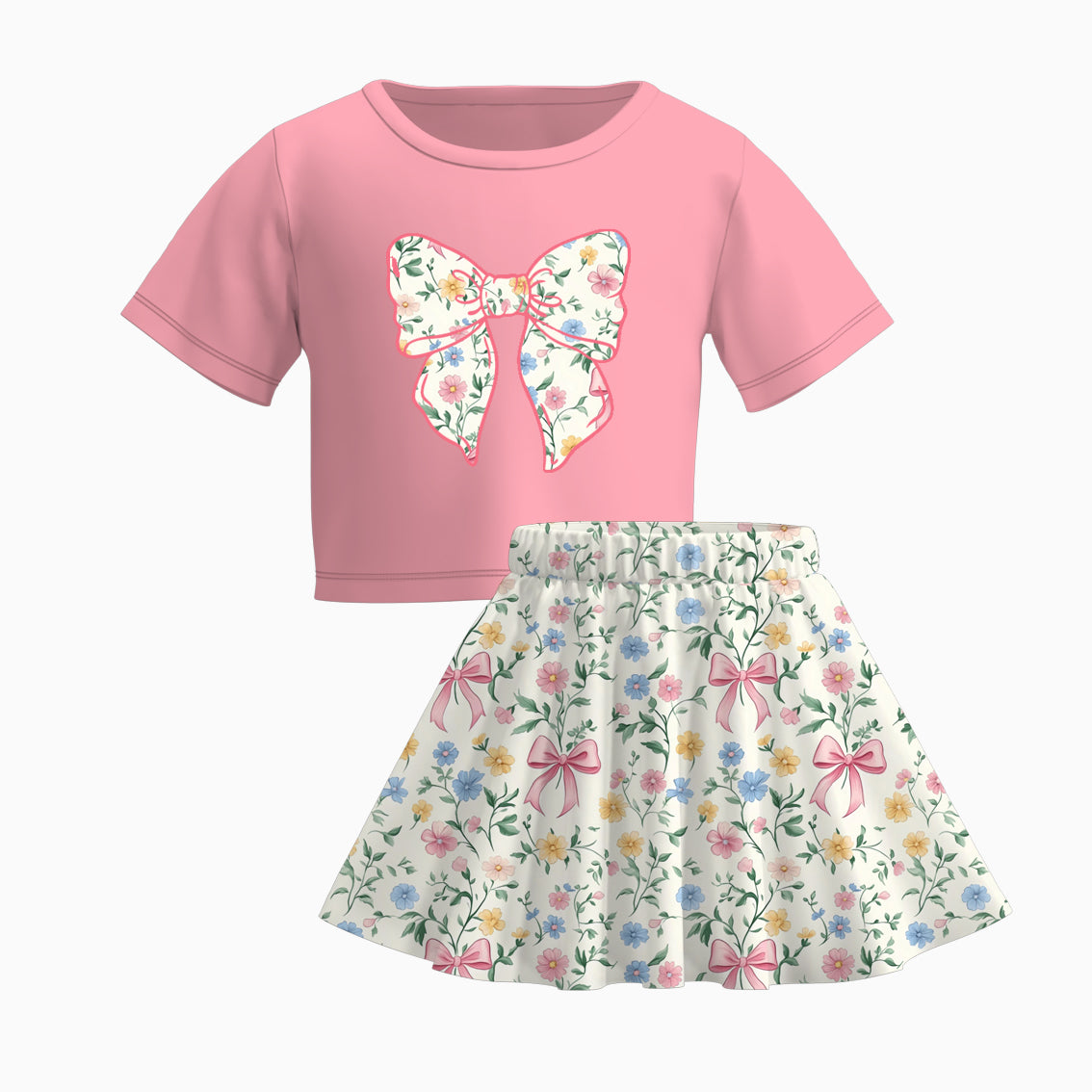 （Pre Order）Sisters Spring and Summer Bow Print Dress,Romper and Set