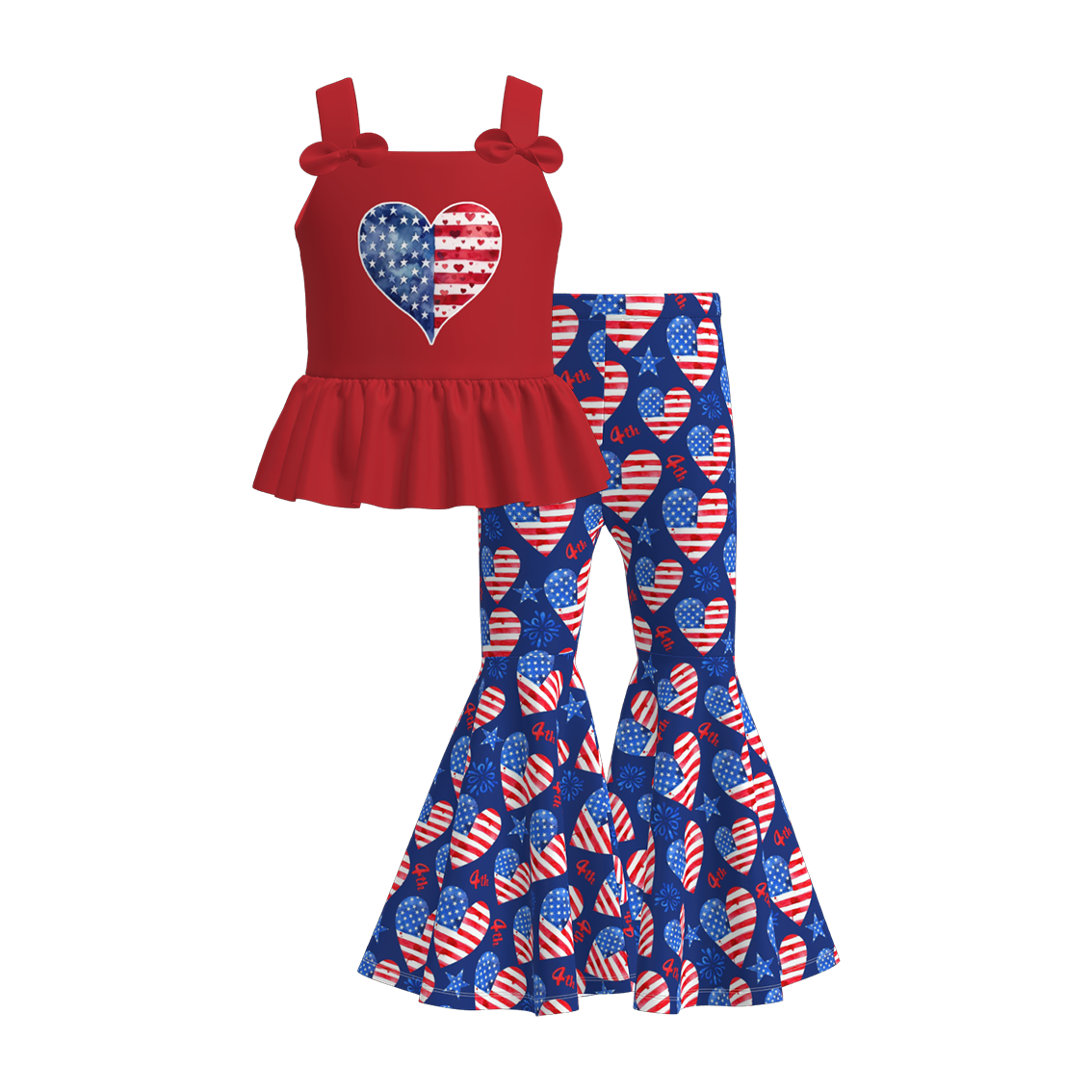 （Pre Order）Girls Patriotic Print Outfit Set