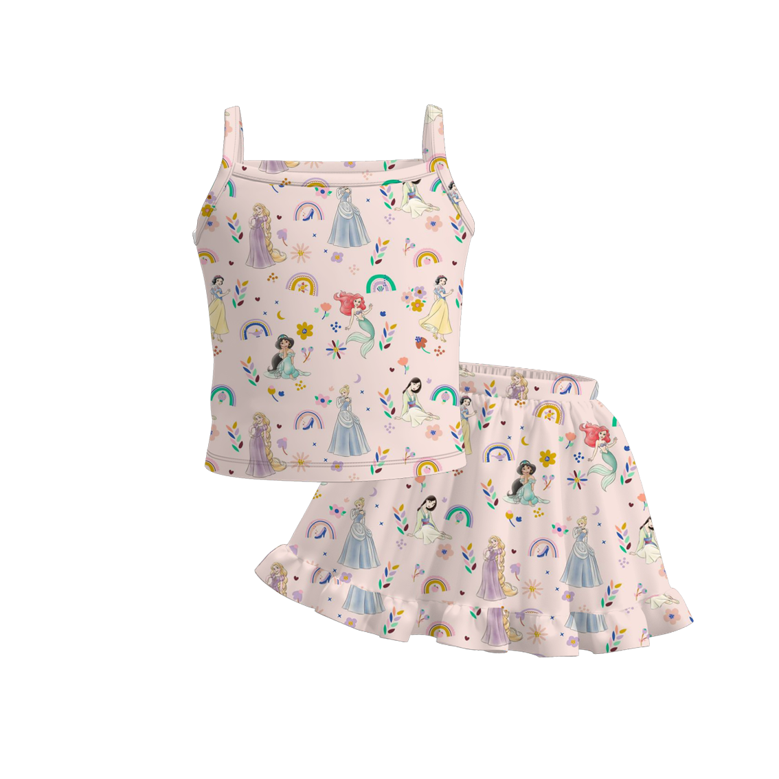 （Pre Order）Girls Summer Cute Cartoon Print Skirt Set