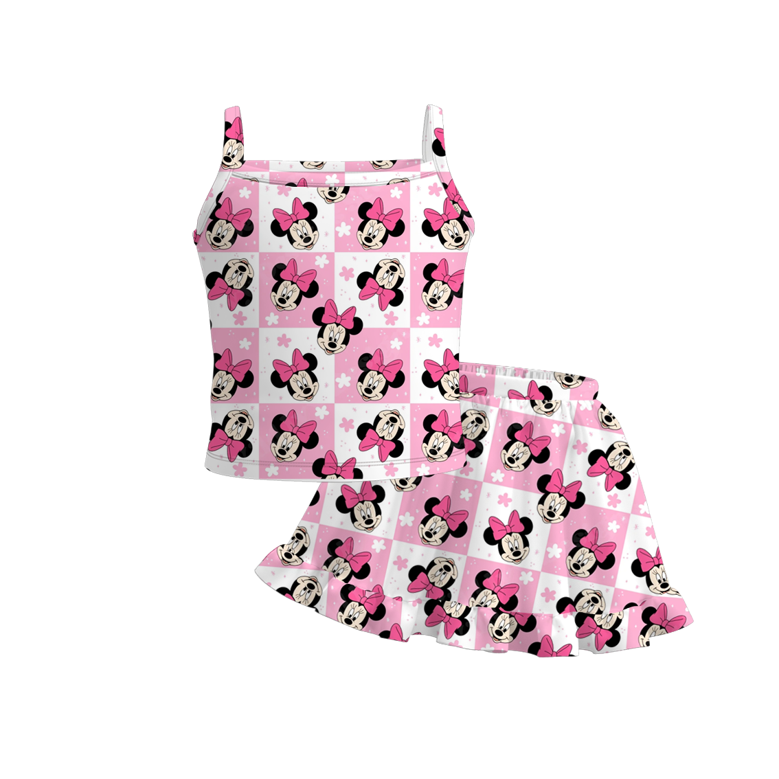 （Pre Order）Girls Summer Cute Cartoon Print Skirt Set