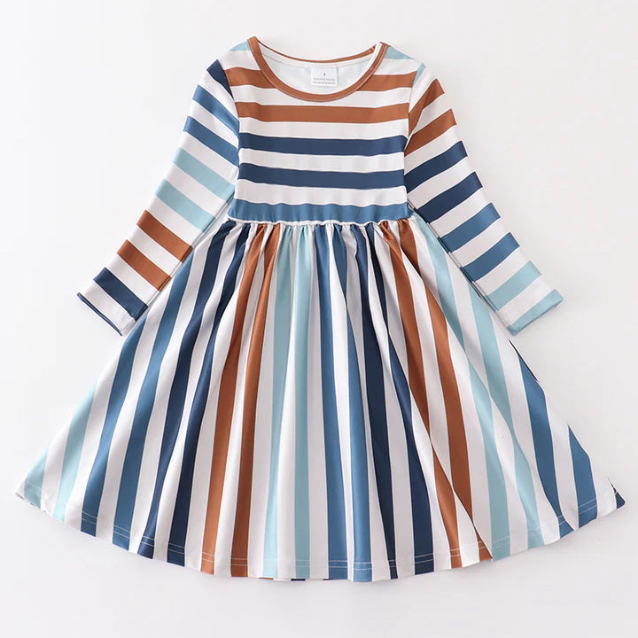 （In Stock E2-4-2 L22-3-1 L31-4-3）Mommy and Me Fall Stripe Dress