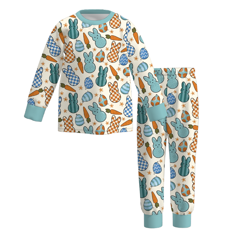 （Pre Order）Mommy and Me Easter Bunny Print Pajamas