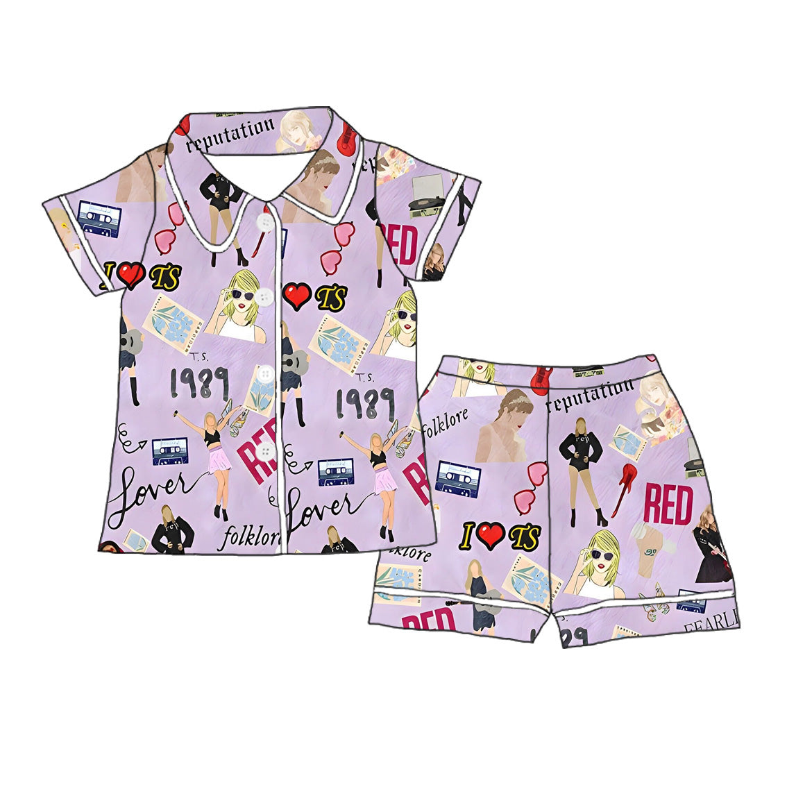 （Pre Order）Girls Summer TS Print Pajamas Short Set