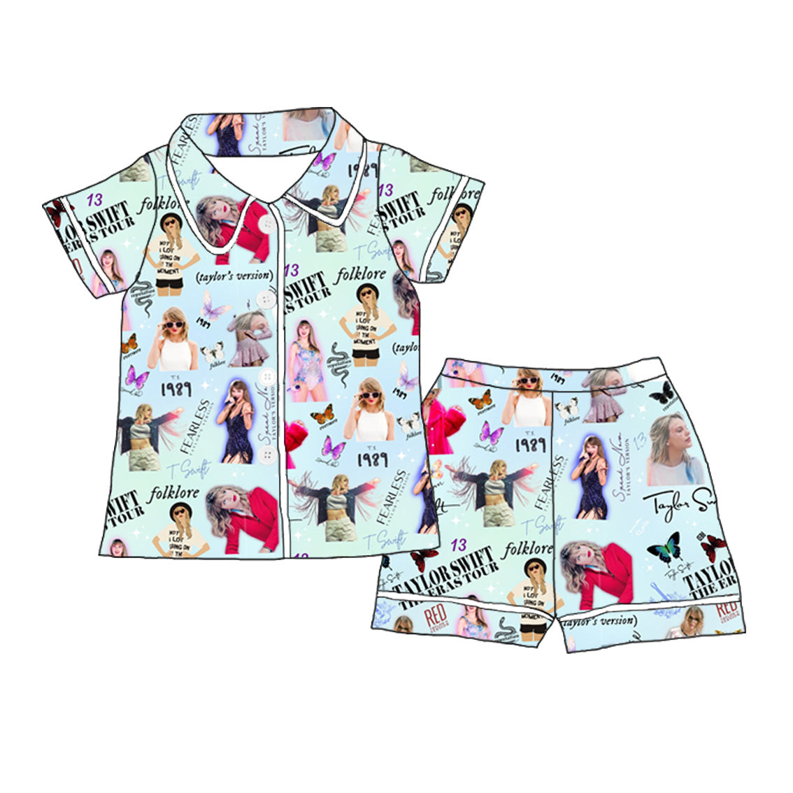 （Pre Order）Girls Summer TS Print Pajamas Short Set