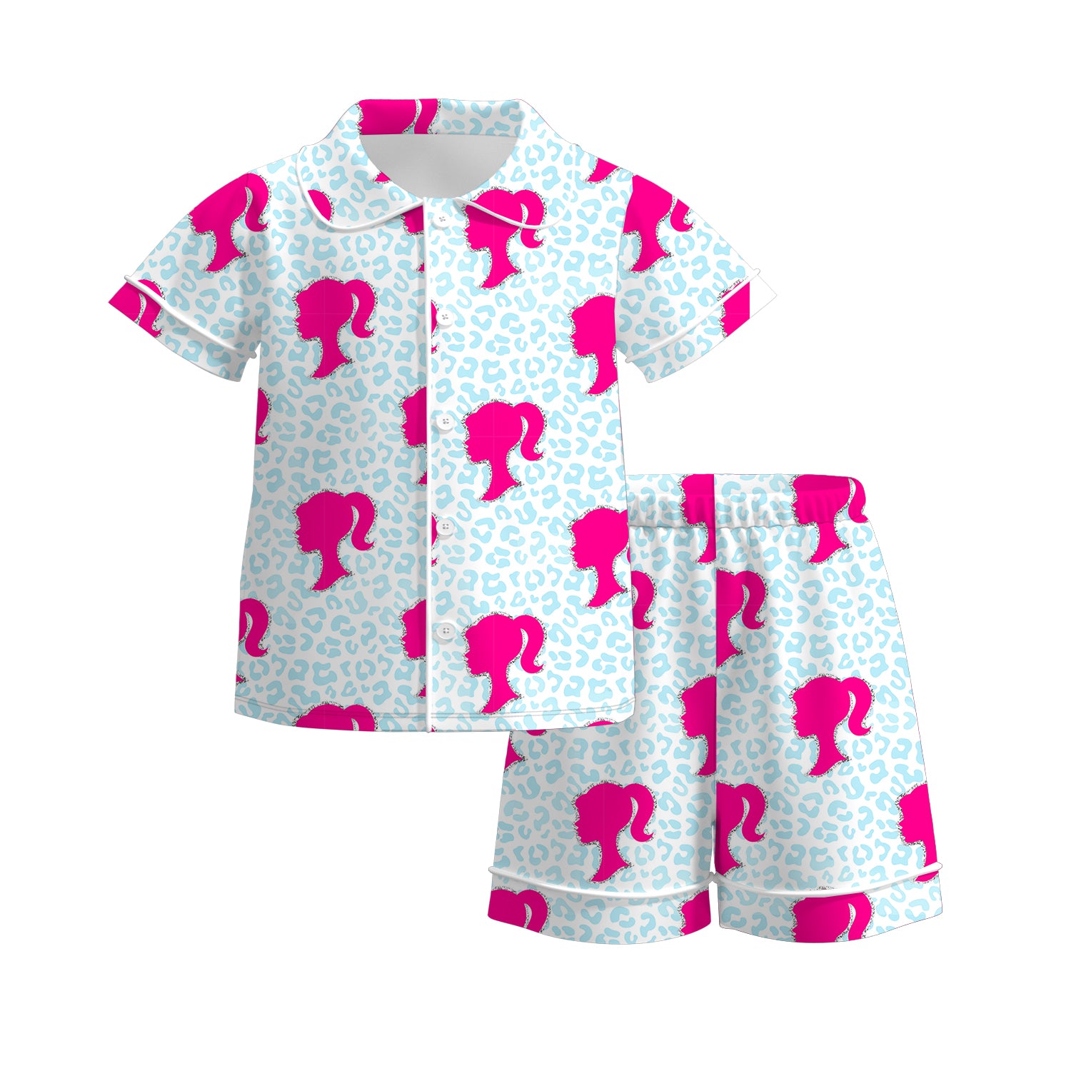 （Pre Order）Girls Summer Barbie Print Pajamas Short Set