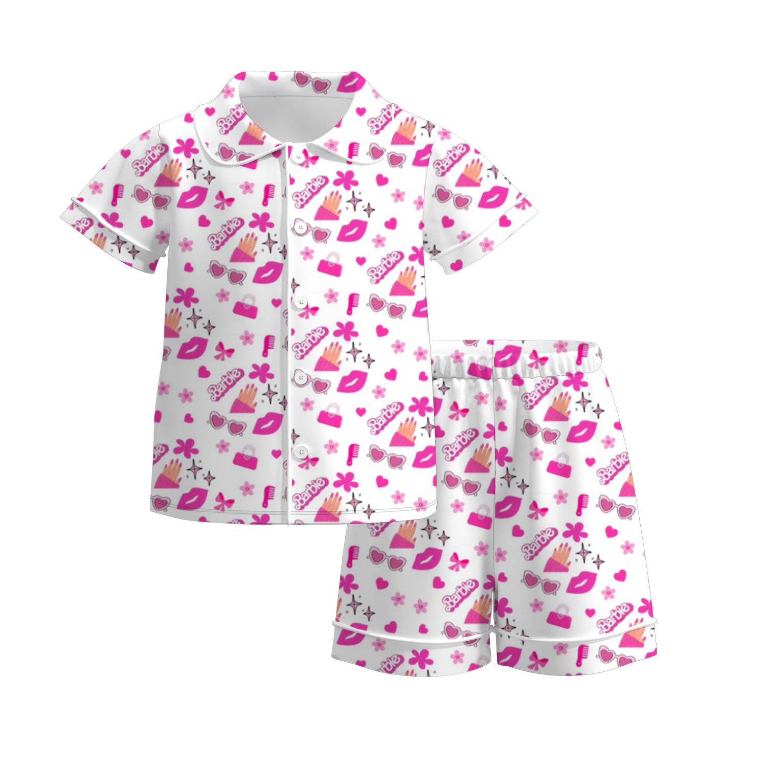 （Pre Order）Girls Summer Barbie Print Pajamas Short Set