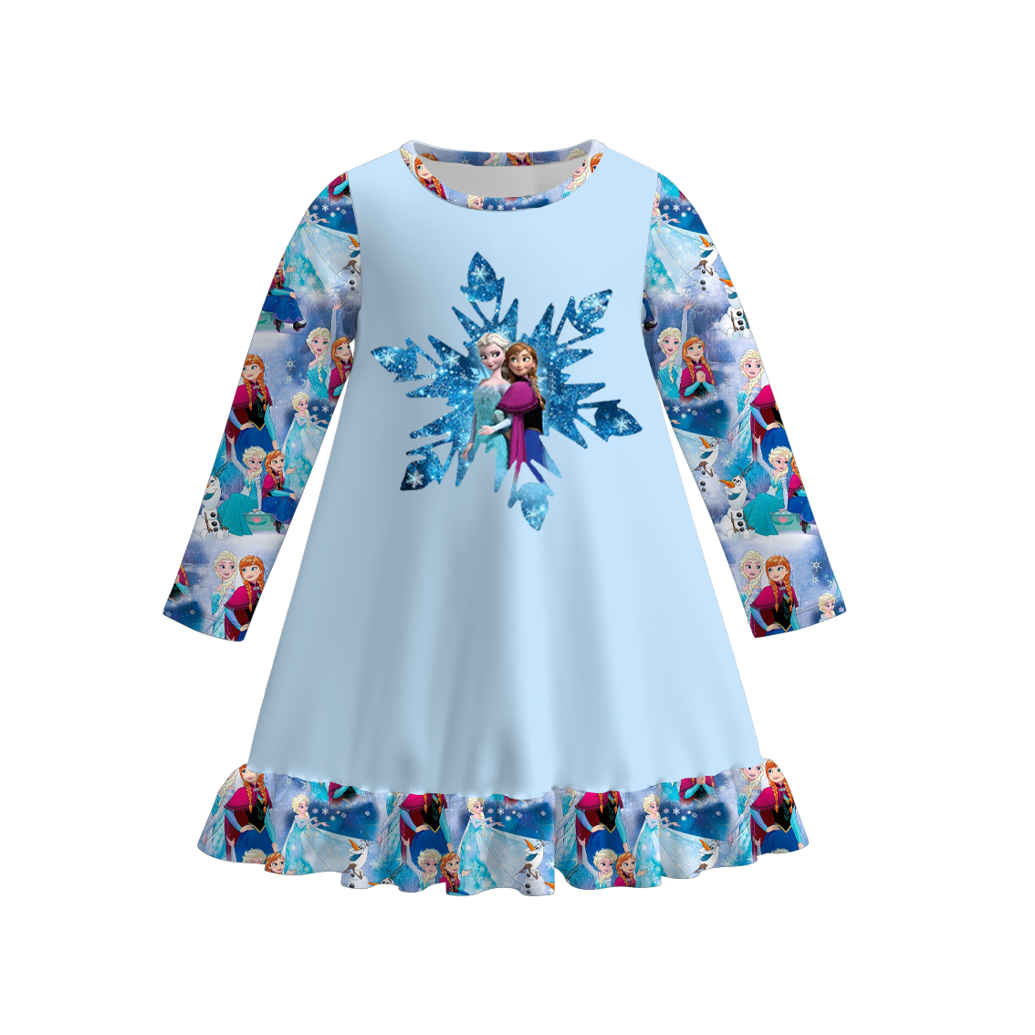 （Pre Order）Girls Summer Frozen Print Pajama Dress