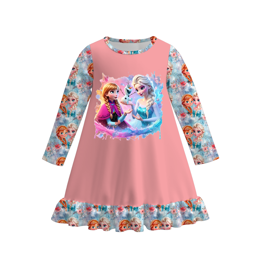 （Pre Order）Girls Summer Frozen Print Pajama Dress