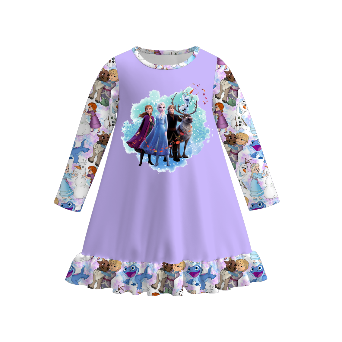 （Pre Order）Girls Summer Frozen Print Pajama Dress