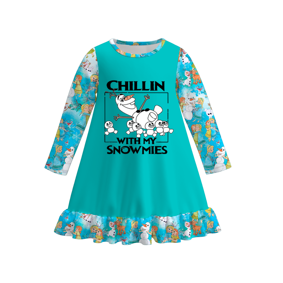 （Pre Order）Girls Summer Frozen Print Pajama Dress