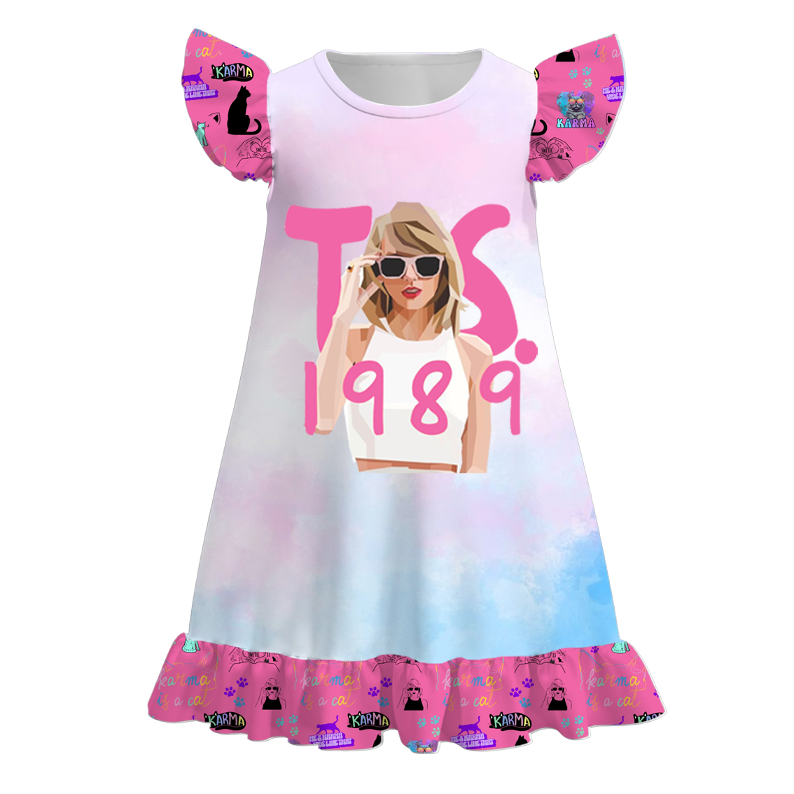 （Pre Order）Girls Summer Cartoon Print Pajamas Dress