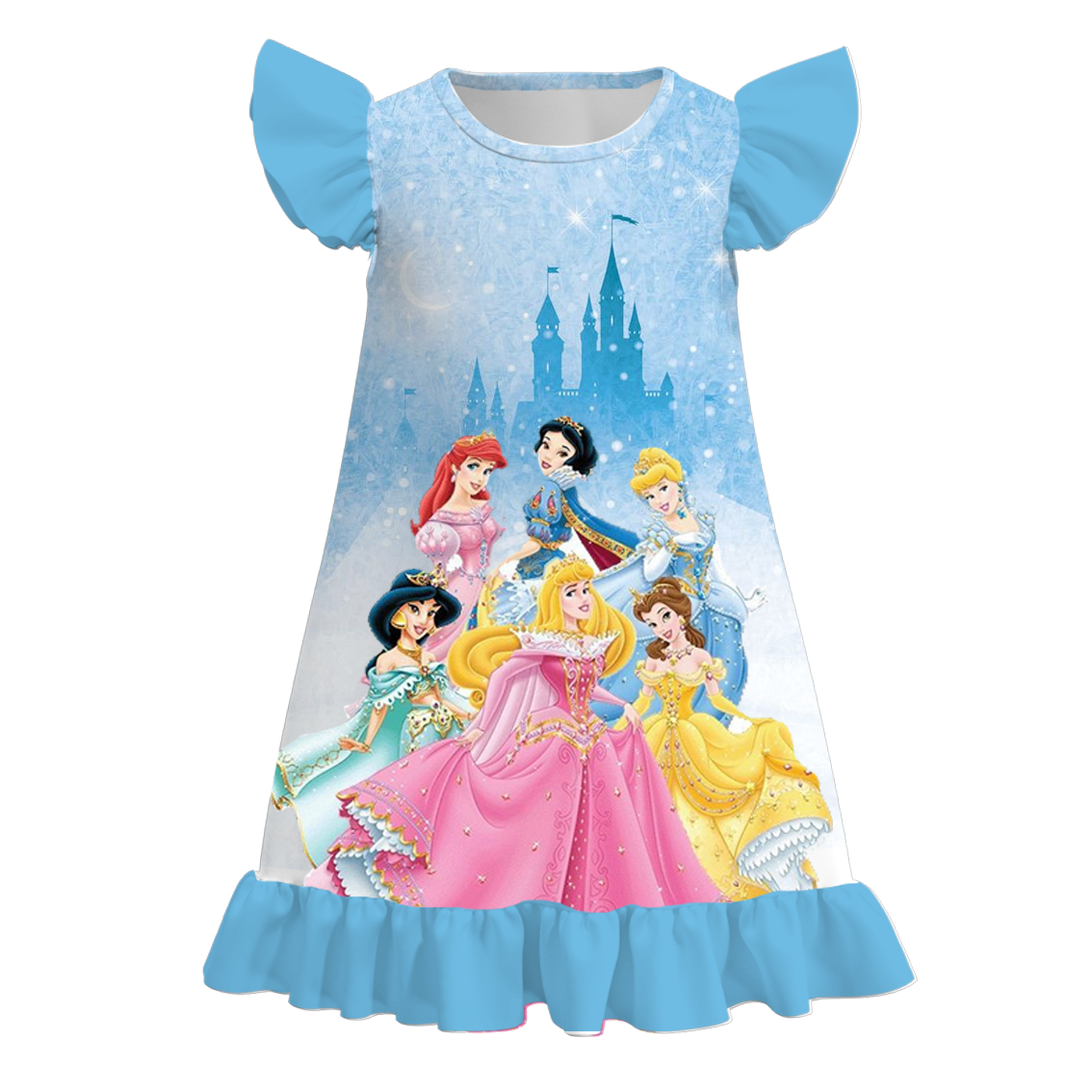 （Pre Order）Girls Summer Cartoon Ruffled Pajamas Dress