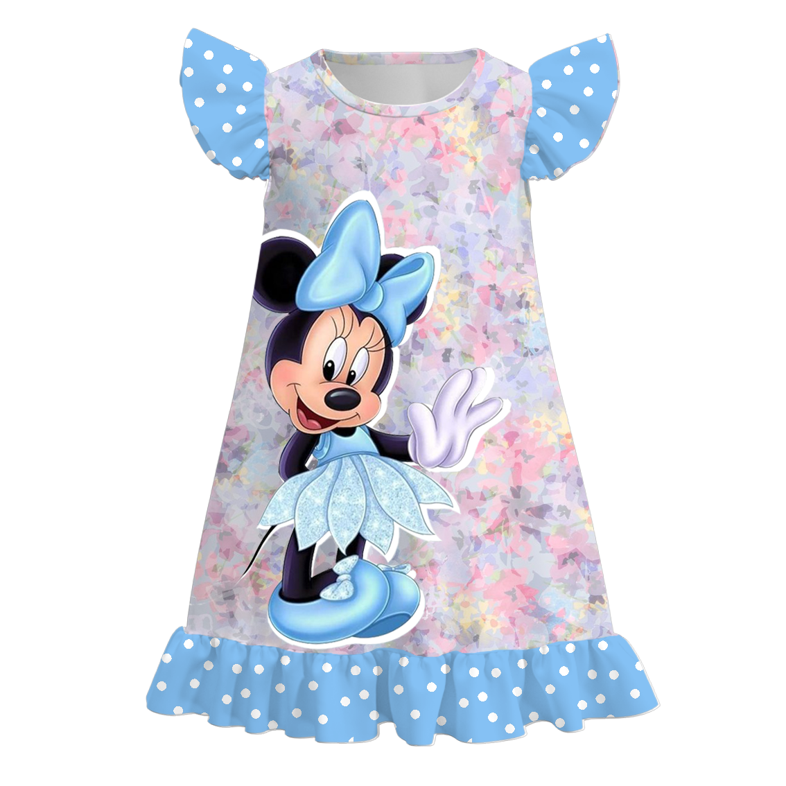 （Pre Order）Girls Summer Cartoon Ruffled Pajamas Dress